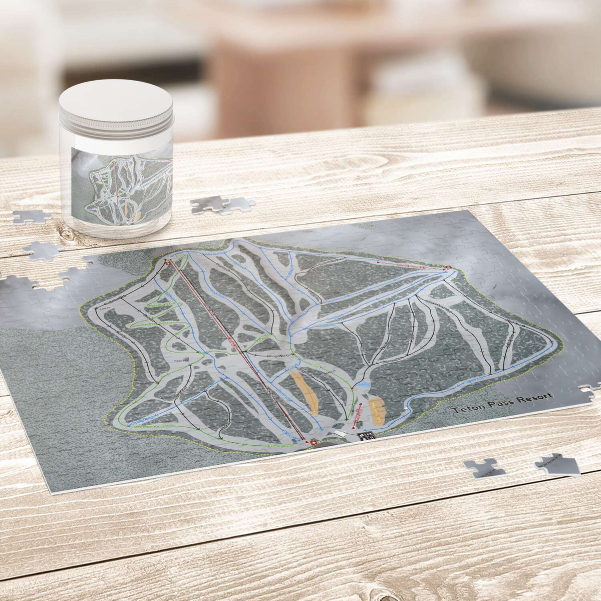Teton Pass Montana Ski Trail Map Puzzle - Powderaddicts