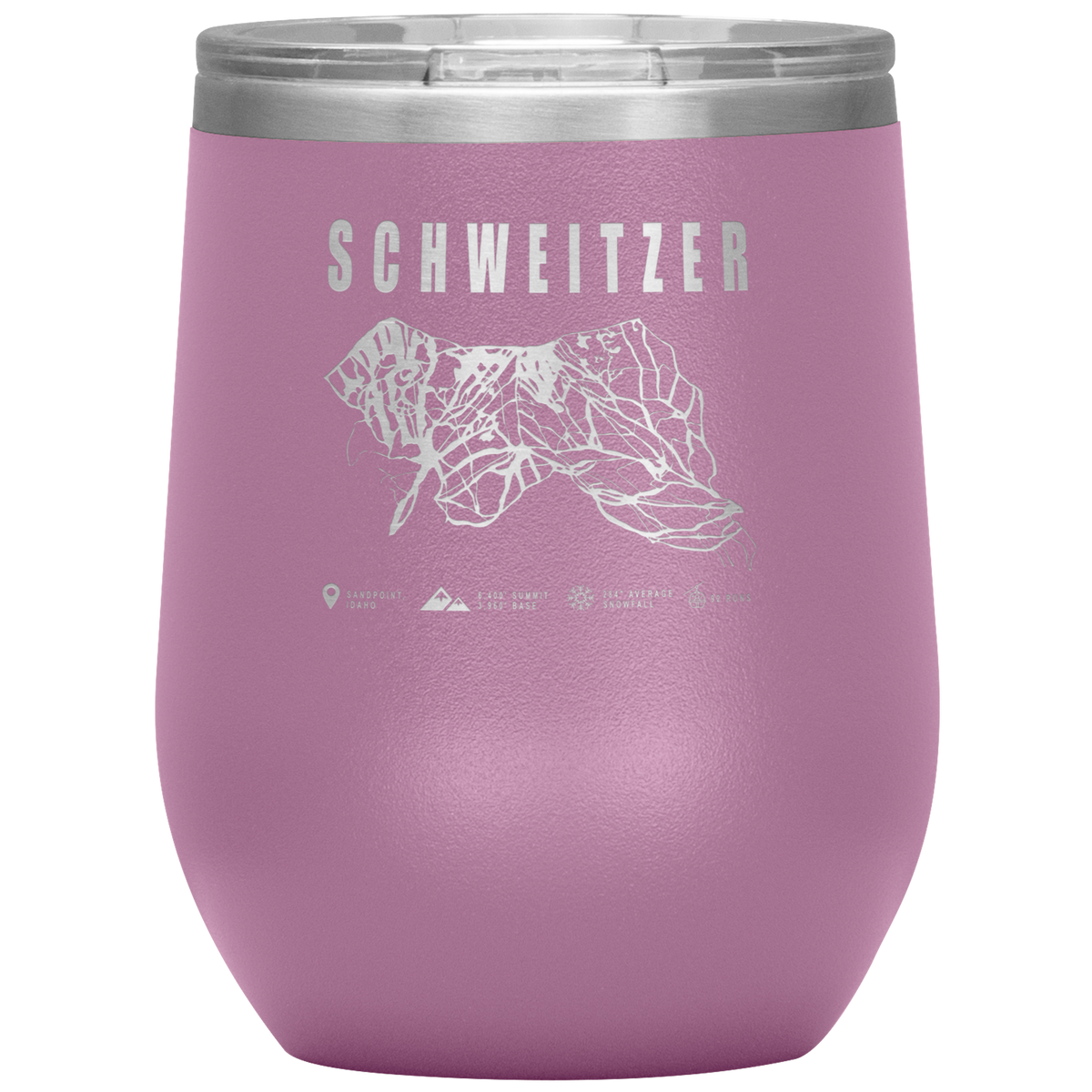 Schweitzer Idaho Ski Trail Map Wine 12oz Tumbler - Powderaddicts