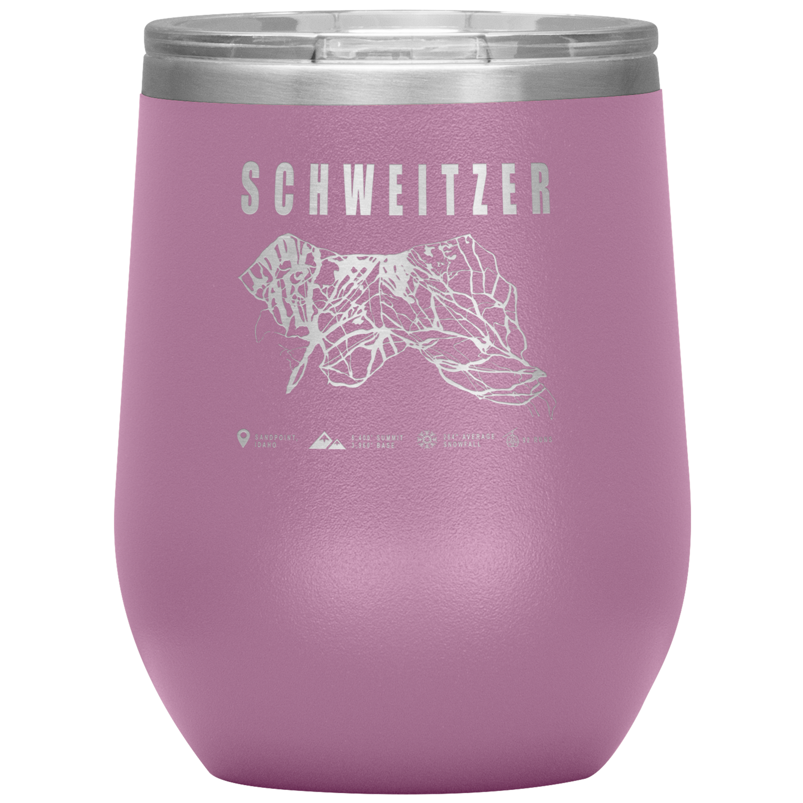 Schweitzer Idaho Ski Trail Map Wine 12oz Tumbler - Powderaddicts