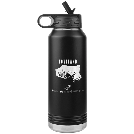 Loveland Colorado Ski Trail Map 32oz Water Bottle Tumbler - Powderaddicts