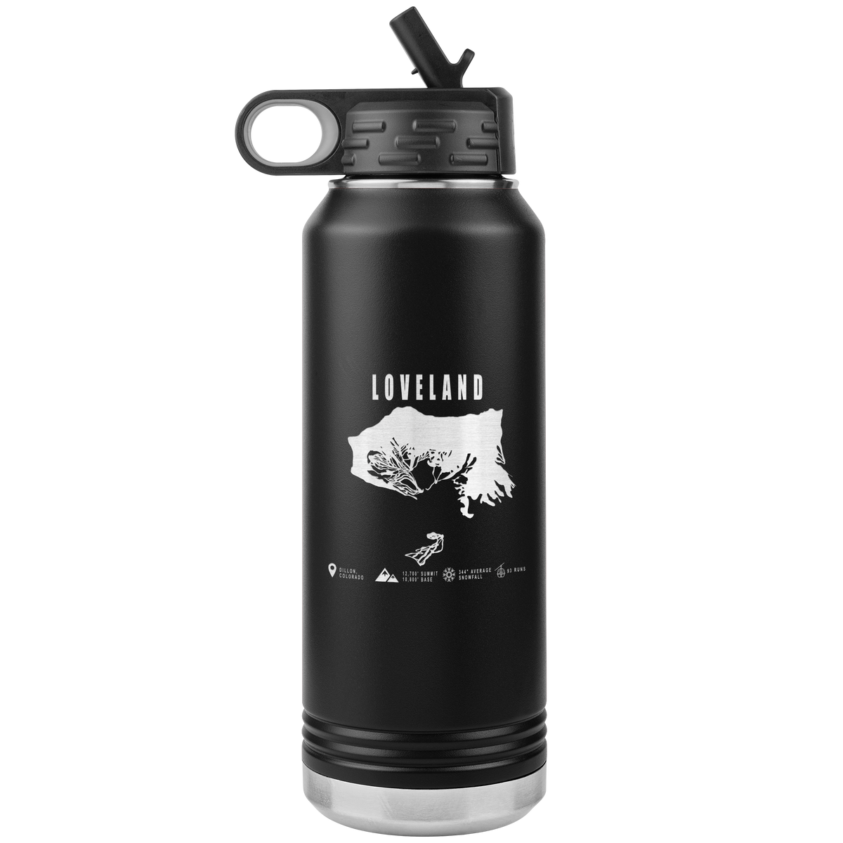 Loveland Colorado Ski Trail Map 32oz Water Bottle Tumbler - Powderaddicts