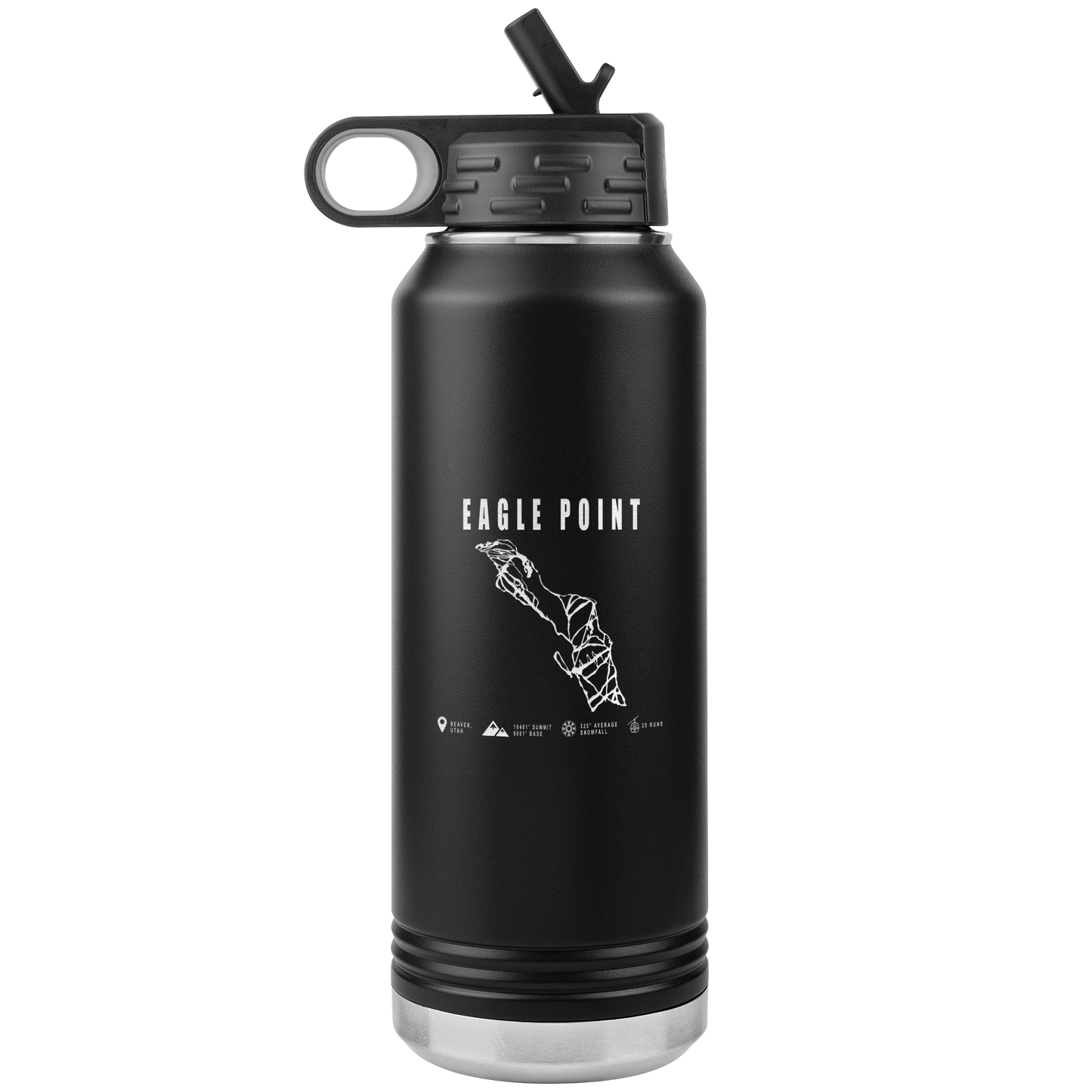 Eagle Point,Utah Ski Trail Map 32oz Water Bottle Tumbler - Powderaddicts