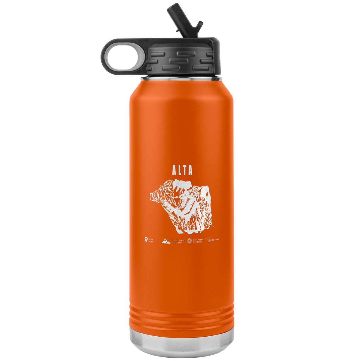 Alta,Utah Ski Trail Map 32oz Water Bottle Tumbler - Powderaddicts