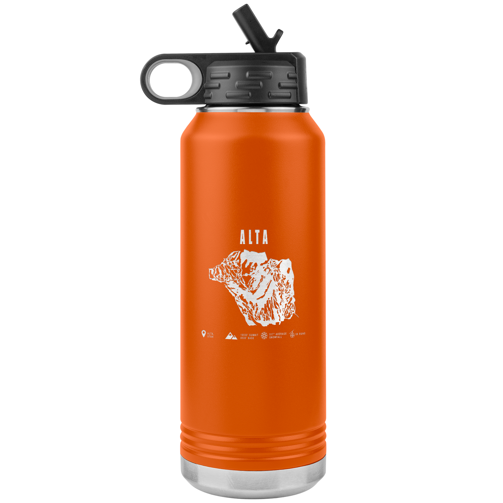 Alta,Utah Ski Trail Map 32oz Water Bottle Tumbler - Powderaddicts