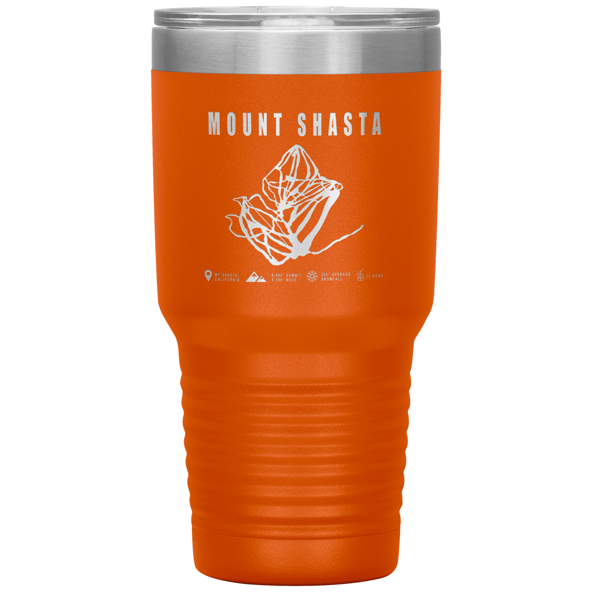 Mount Shasta, California Ski Trail Map 30oz Tumbler - Powderaddicts