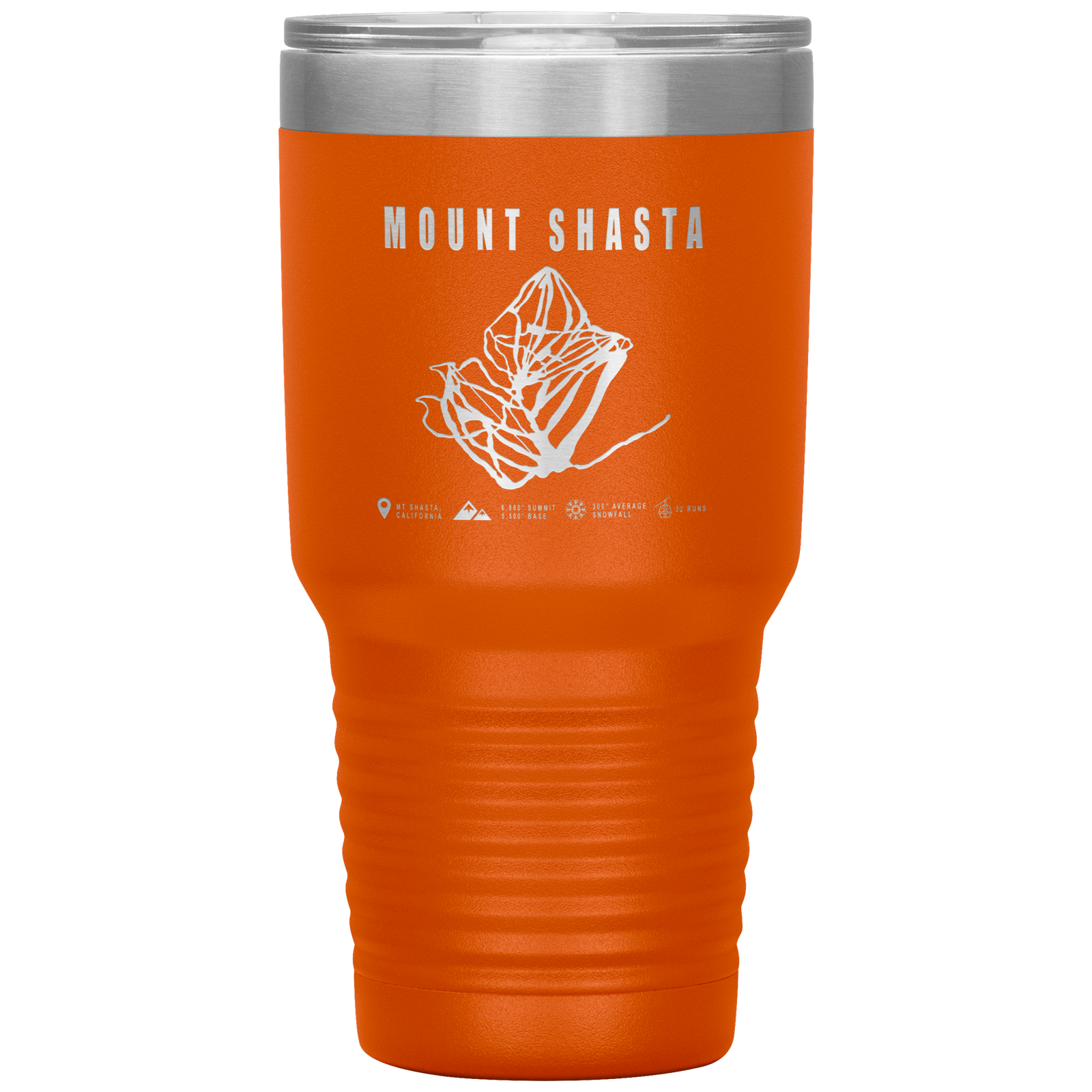 Mount Shasta, California Ski Trail Map 30oz Tumbler - Powderaddicts
