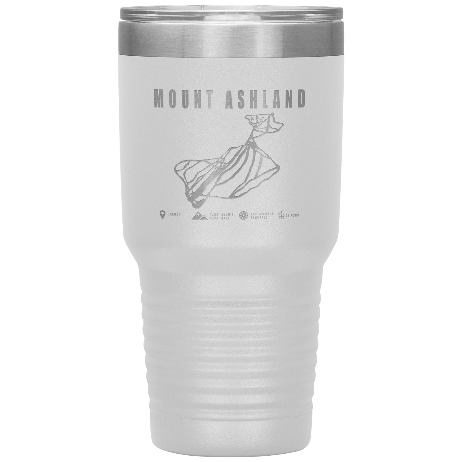Mount Ashland, Oregon Ski Trail Map 30oz Tumbler - Powderaddicts