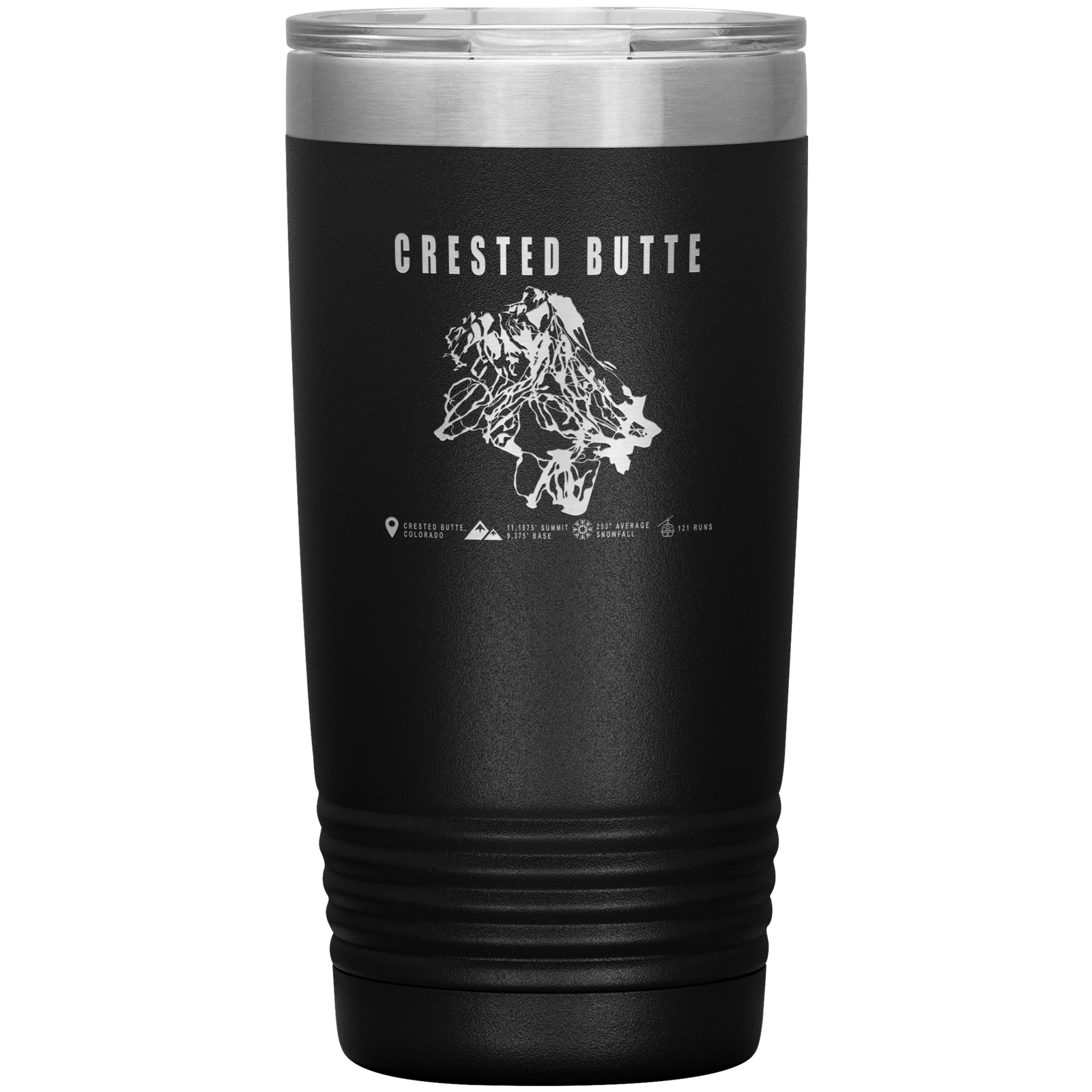 Crested Butte Colorado Ski Trail Map 20oz Tumbler - Powderaddicts
