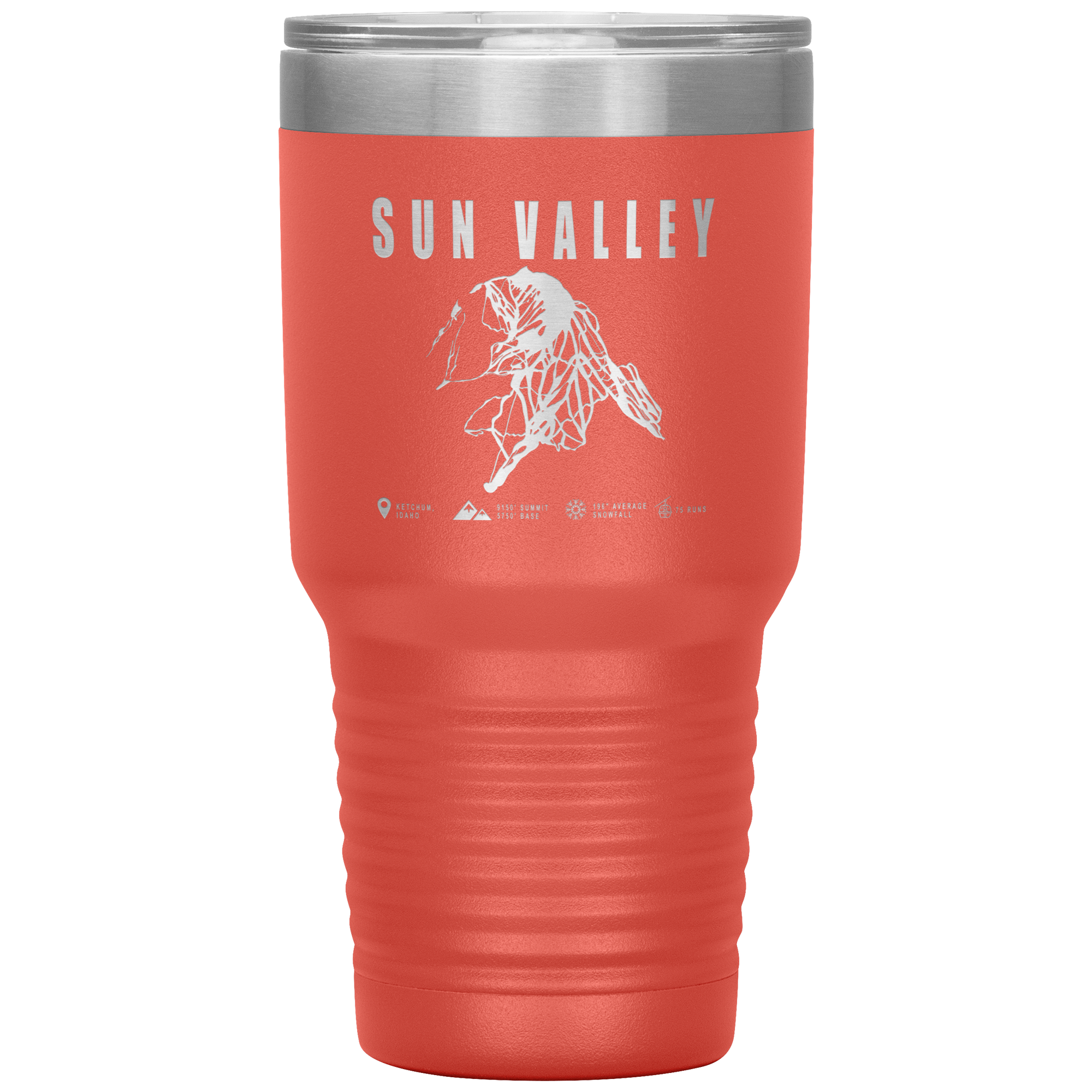 Sun Valley Idaho Ski Trail Map 30oz Tumbler - Powderaddicts