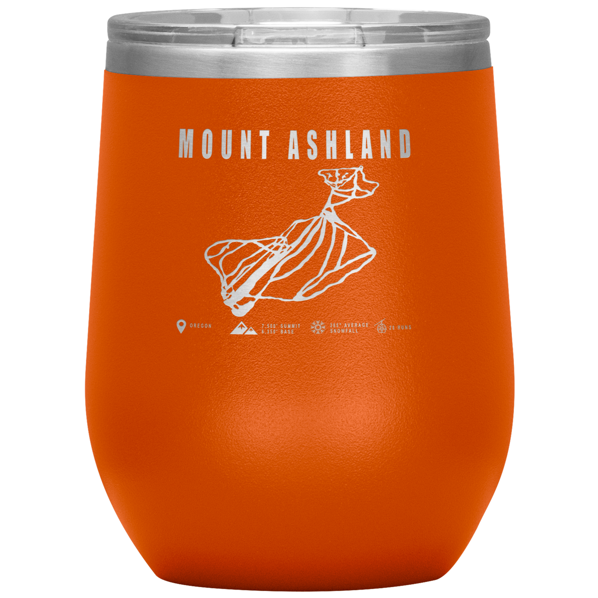 Mount Ashland, Oregon Ski Trail Map Wine 12oz Tumbler - Powderaddicts