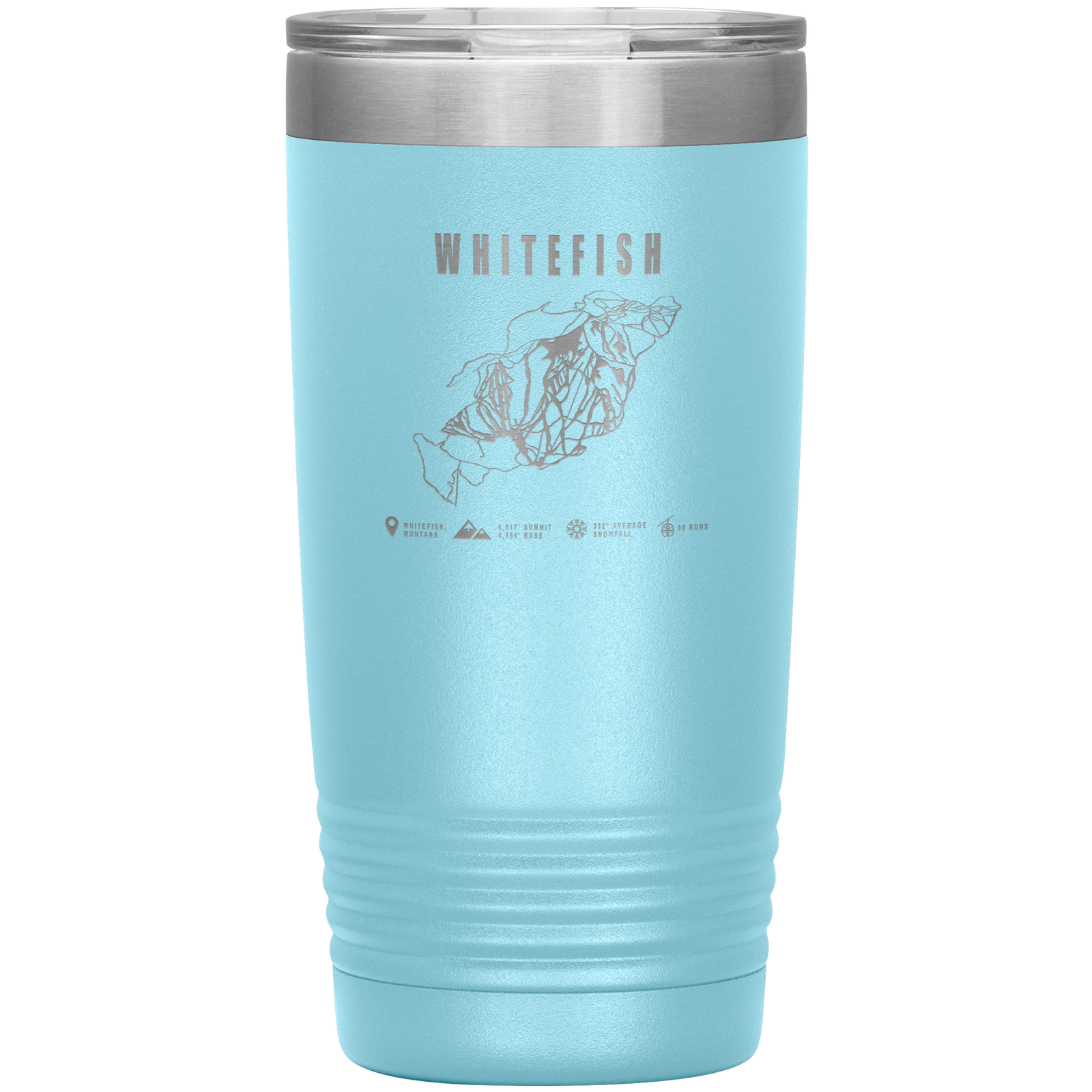 Whitefish Montana Ski Trail Map 20oz Tumbler - Powderaddicts