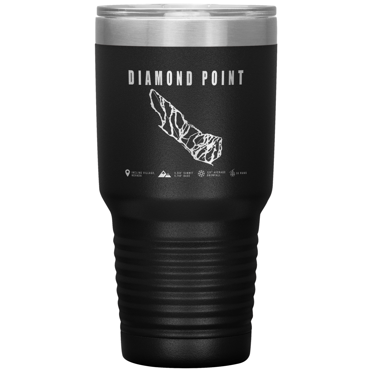 Diamond Point, Nevada Ski Trail Map 30oz Tumbler - Powderaddicts
