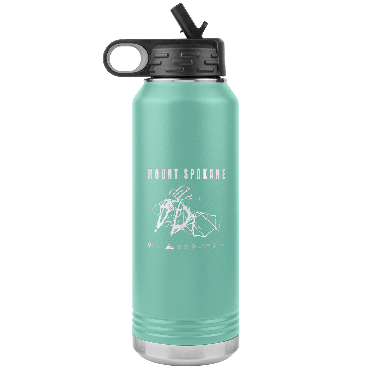 Mount Spokane, Washington Ski Trail Map 32oz Water Bottle Tumbler - Powderaddicts
