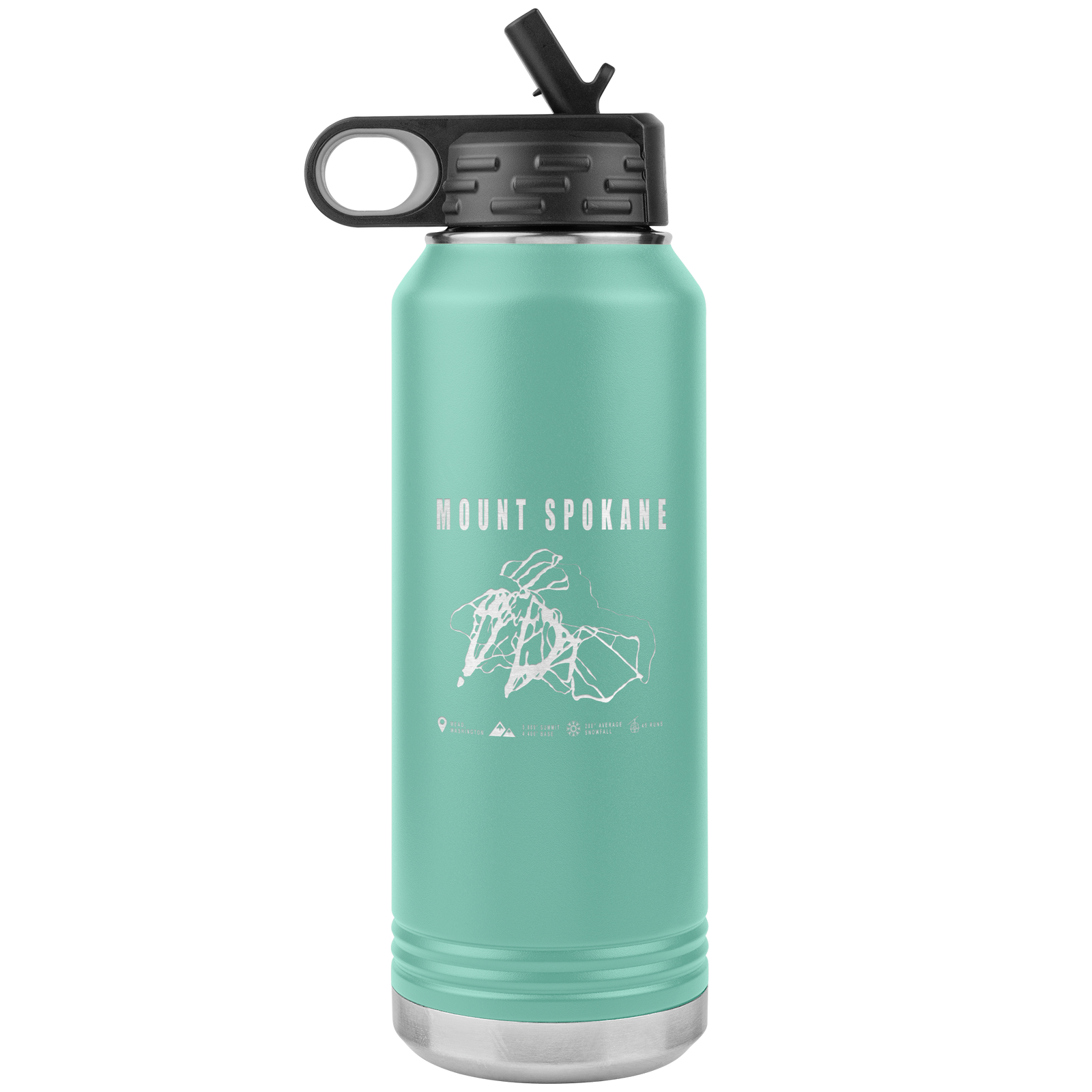 Mount Spokane, Washington Ski Trail Map 32oz Water Bottle Tumbler - Powderaddicts