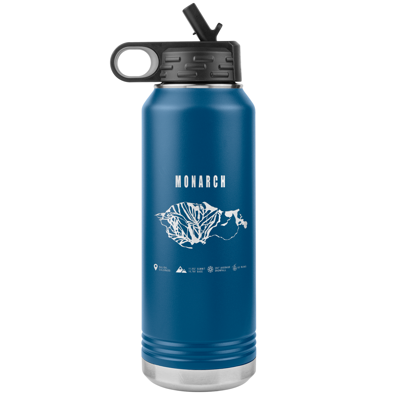Monarch Colorado Ski Trail Map 32oz Water Bottle Tumbler - Powderaddicts