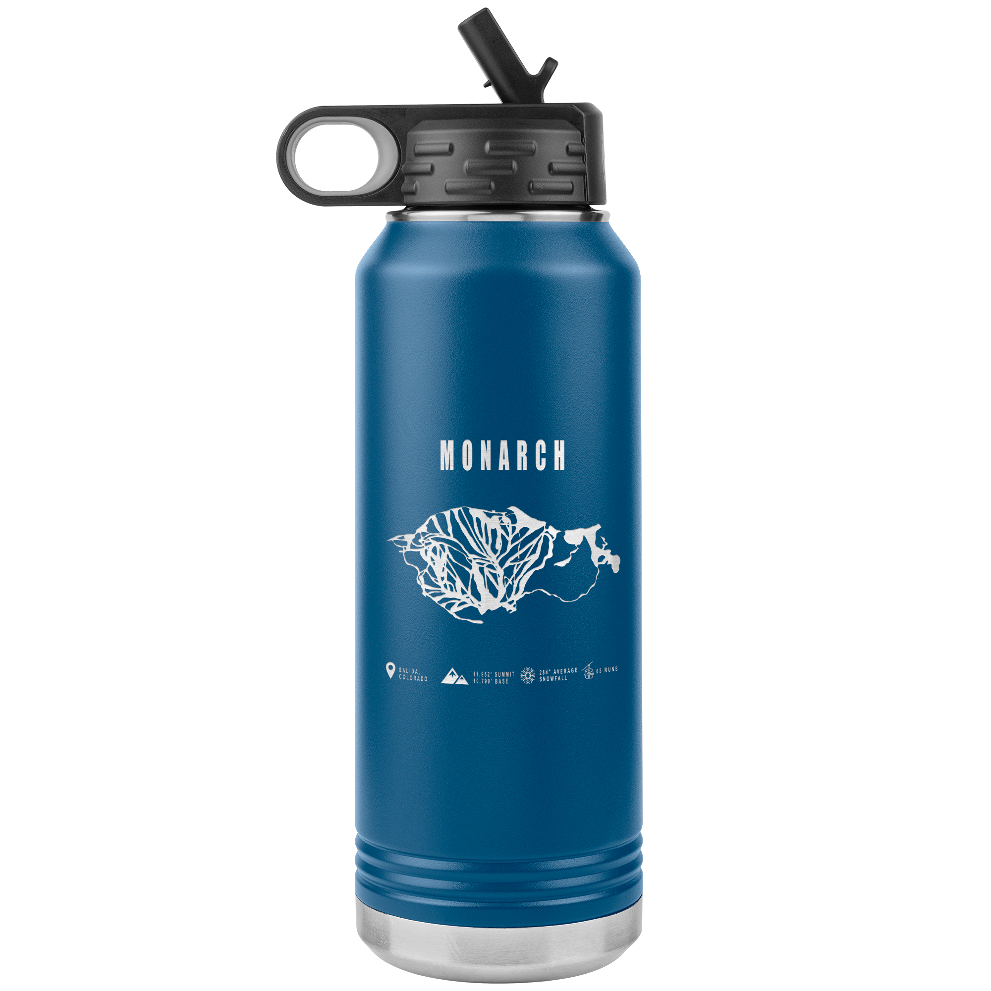 Monarch Colorado Ski Trail Map 32oz Water Bottle Tumbler - Powderaddicts