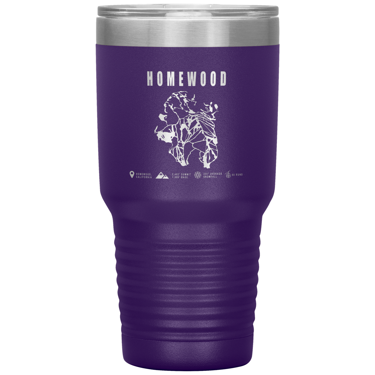 Homewood, California Ski Trail Map 30oz Tumbler - Powderaddicts