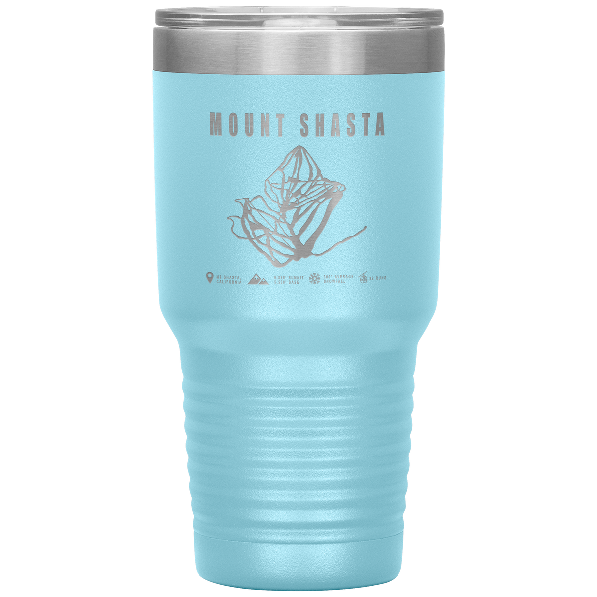 Mount Shasta, California Ski Trail Map 30oz Tumbler - Powderaddicts