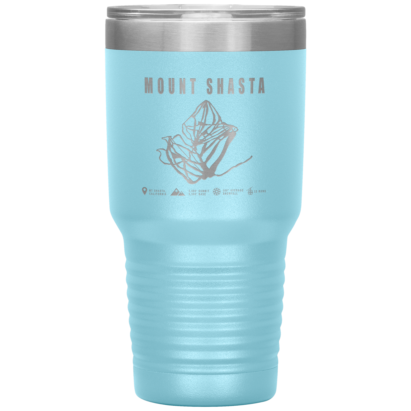 Mount Shasta, California Ski Trail Map 30oz Tumbler - Powderaddicts