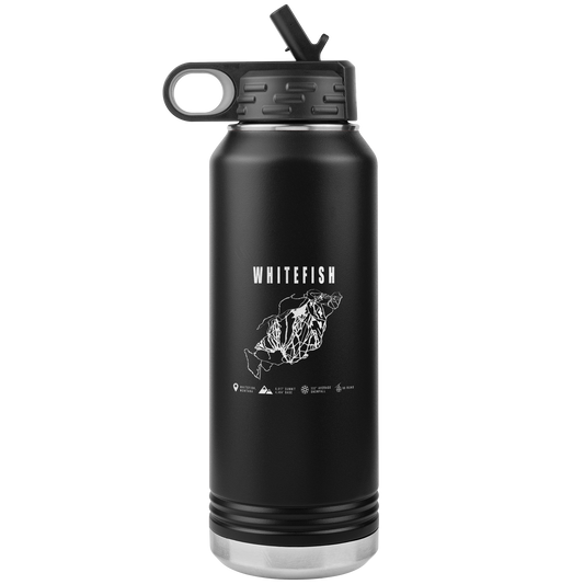 Whitefish Montana Ski Trail Map 32oz Water Bottle Tumbler - Powderaddicts