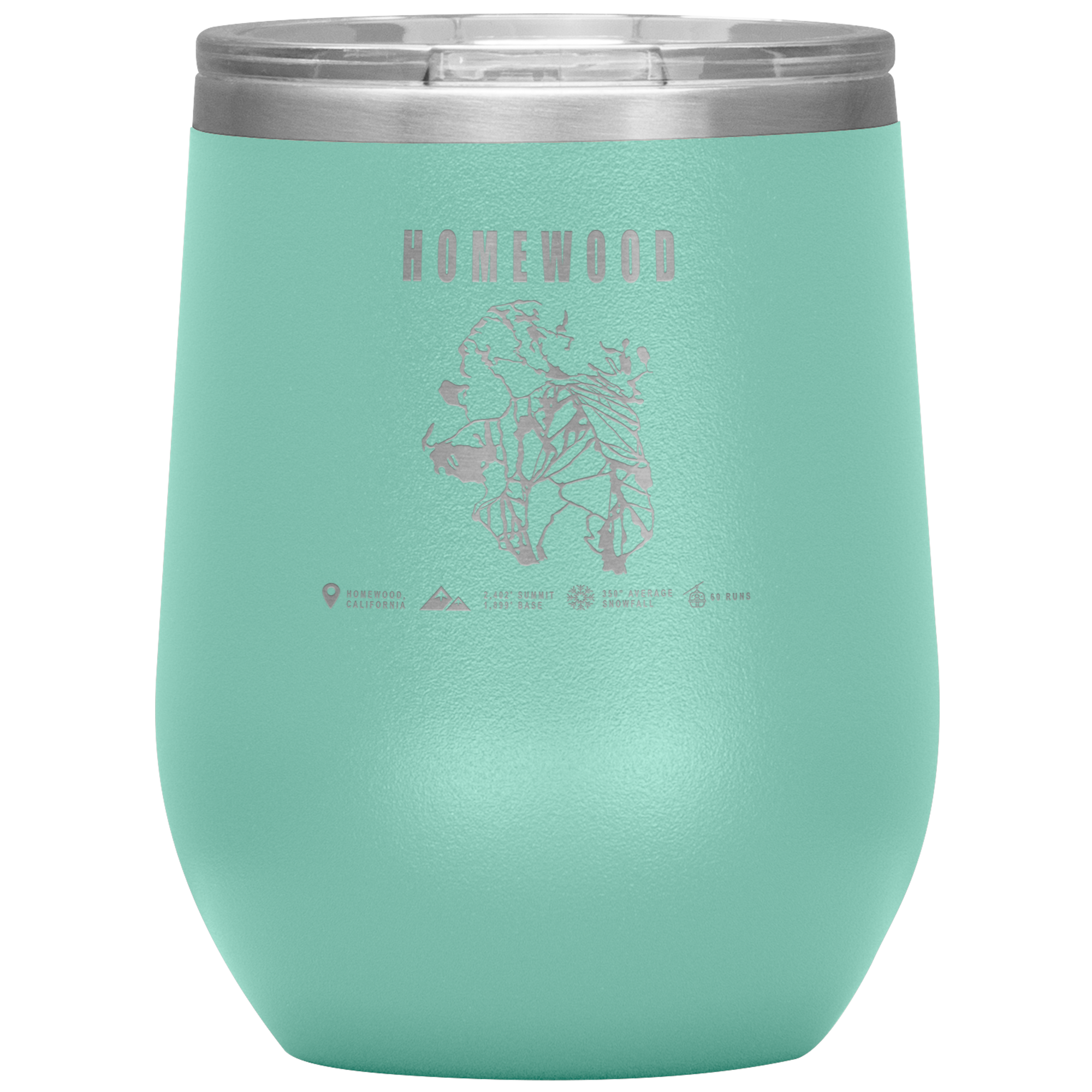 Homewood, California Ski Trail Map Wine 12oz Tumbler - Powderaddicts