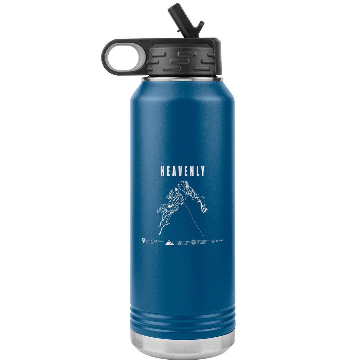 Heavenly, Nevada Ski Trail Map 32oz Water Bottle Tumbler - Powderaddicts