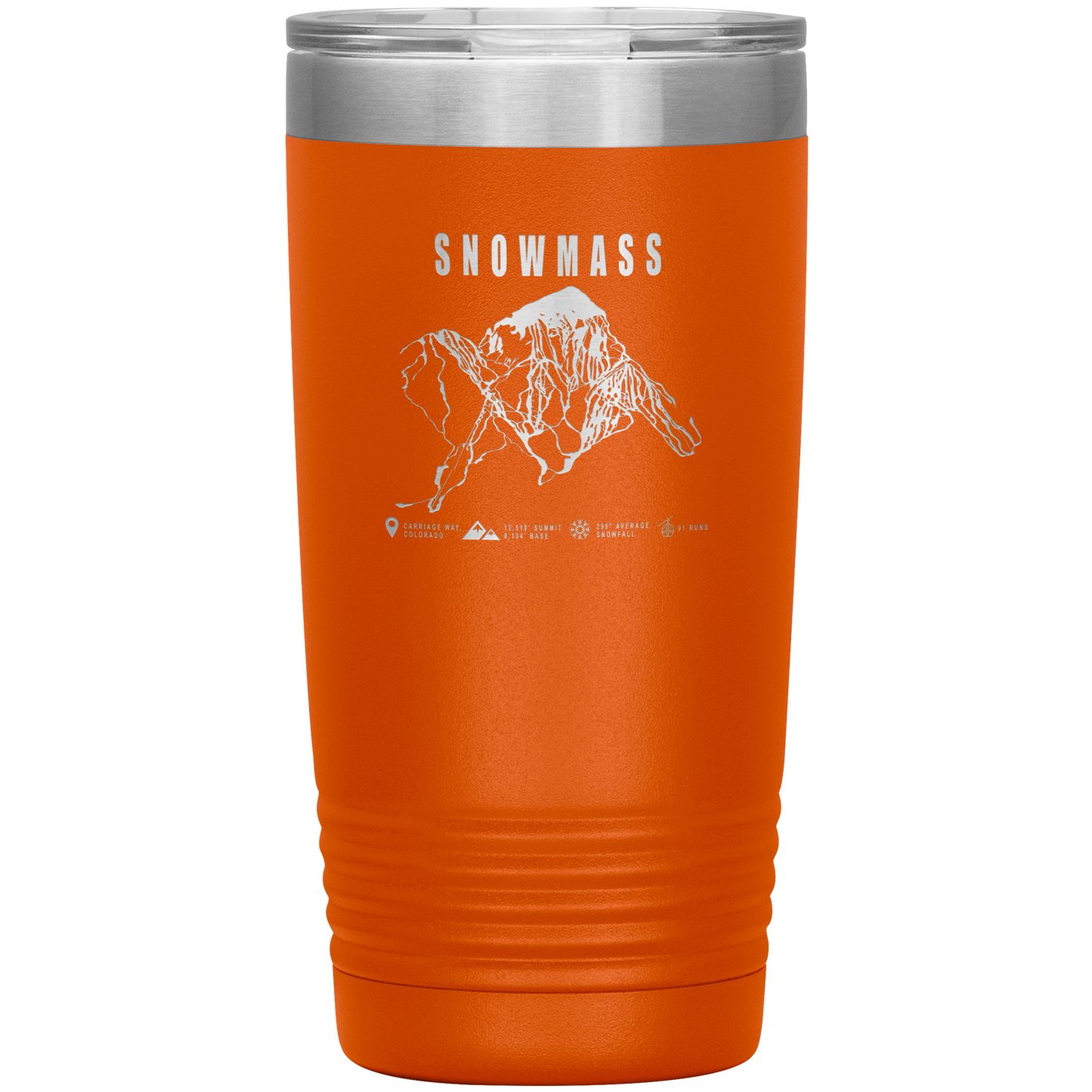 Snowmass Colorado Ski Trail Map 20oz Tumbler - Powderaddicts