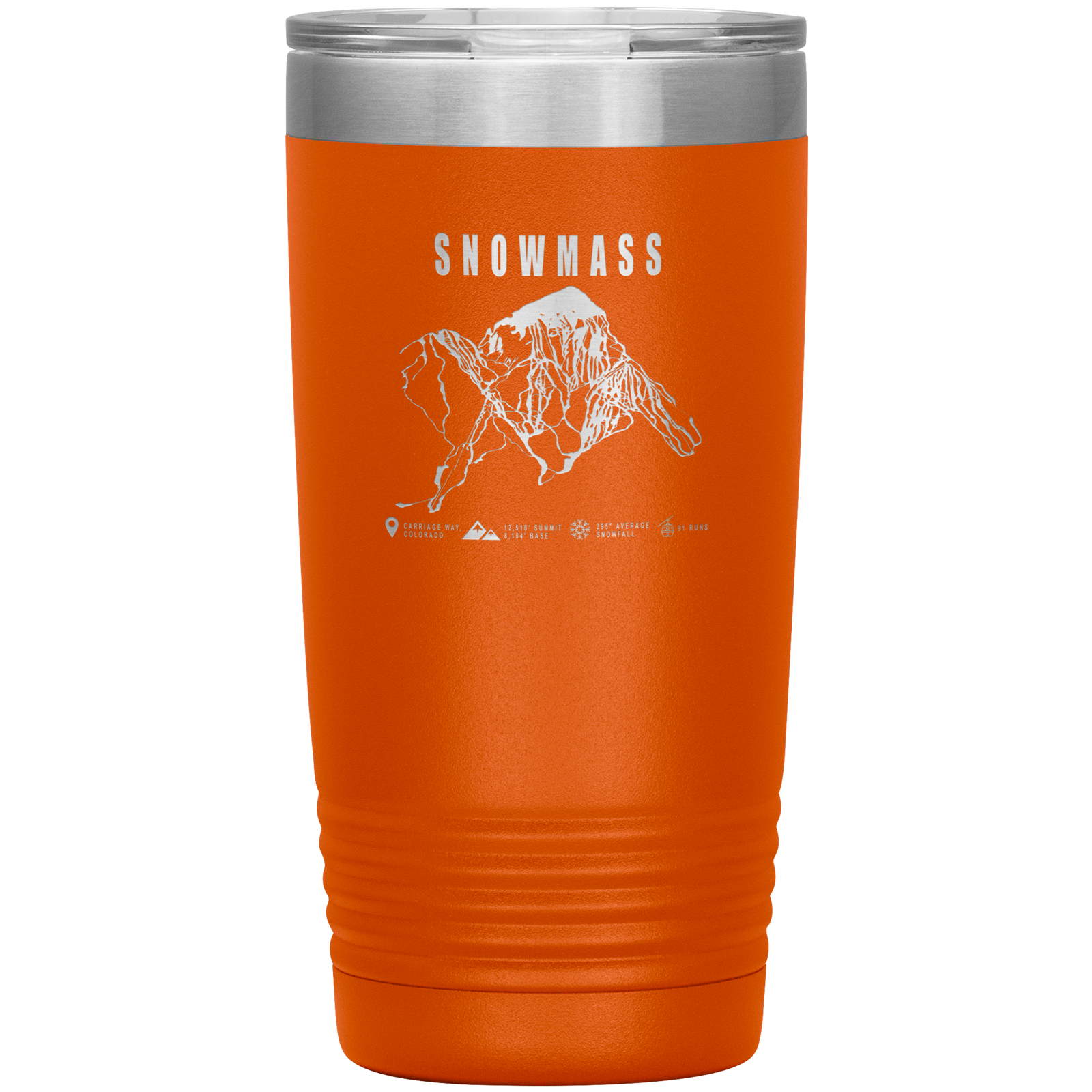 Snowmass Colorado Ski Trail Map 20oz Tumbler - Powderaddicts