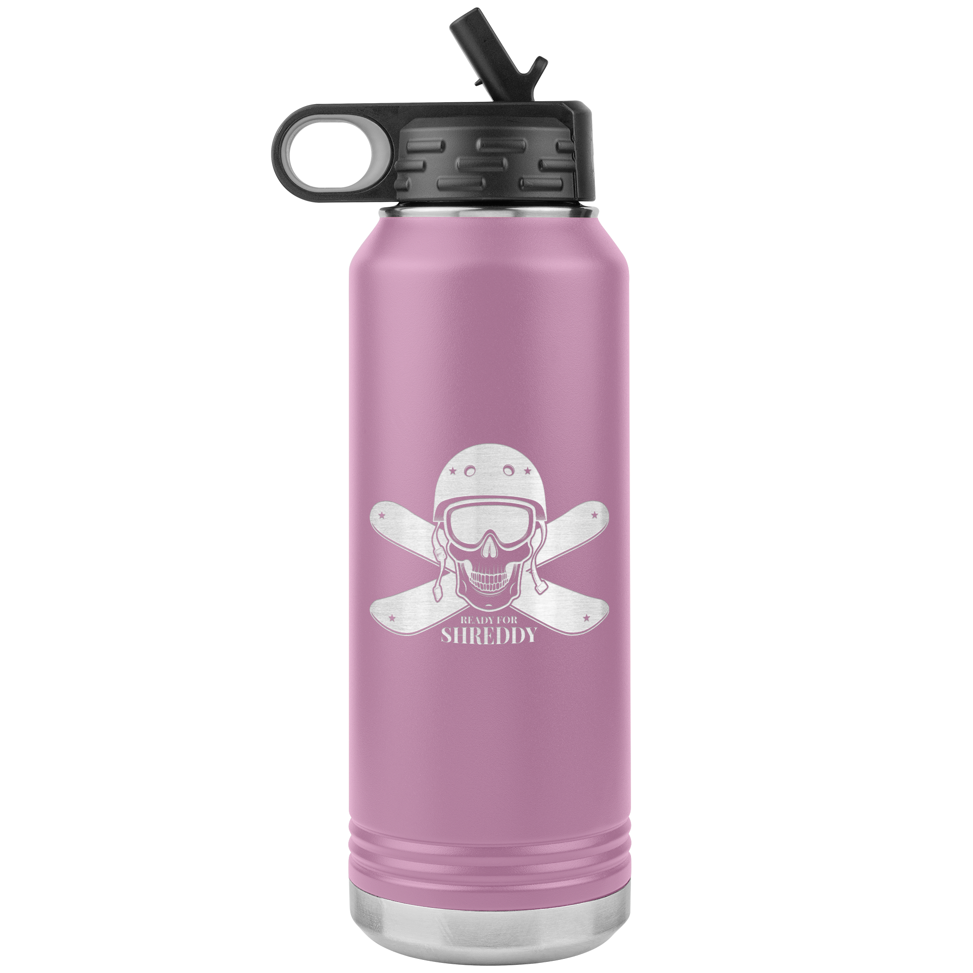 Ready For Shreddy Skeleton Skis 32oz Water Bottle Tumbler - Powderaddicts