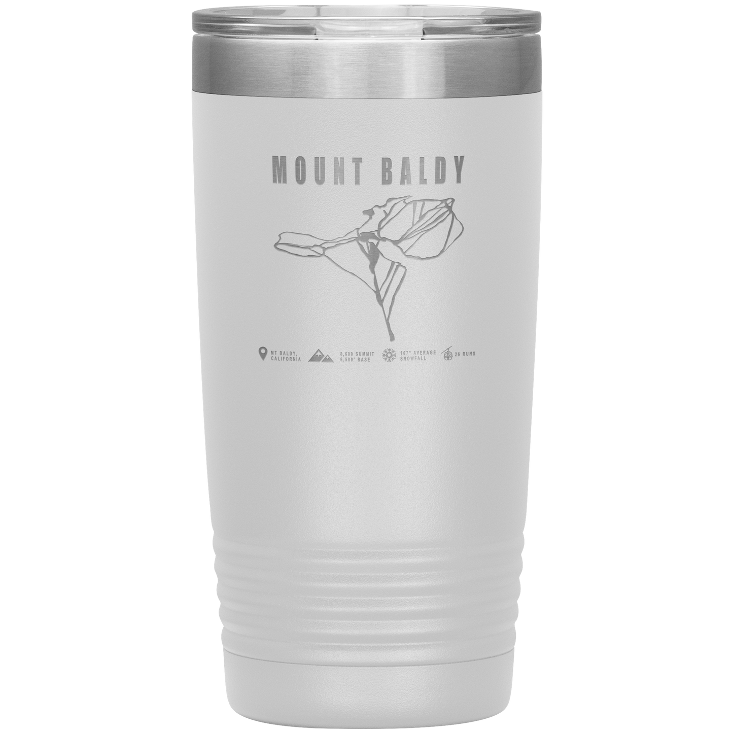 Mount Baldy, California Ski Trail Map 20oz Tumbler - Powderaddicts