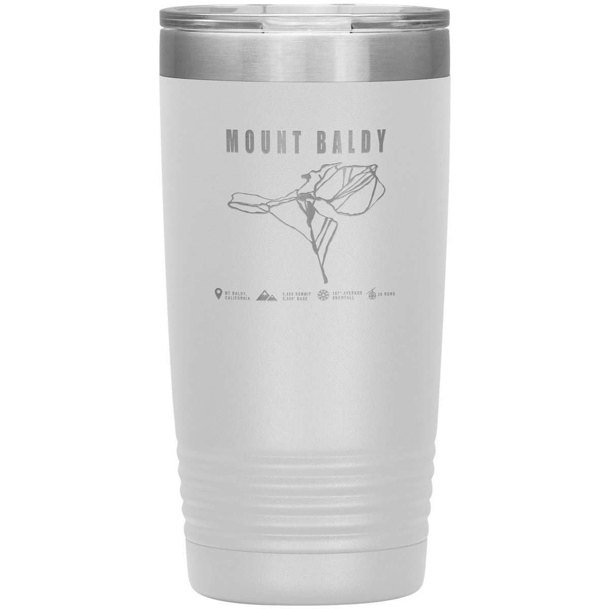 Mount Baldy, California Ski Trail Map 20oz Tumbler - Powderaddicts