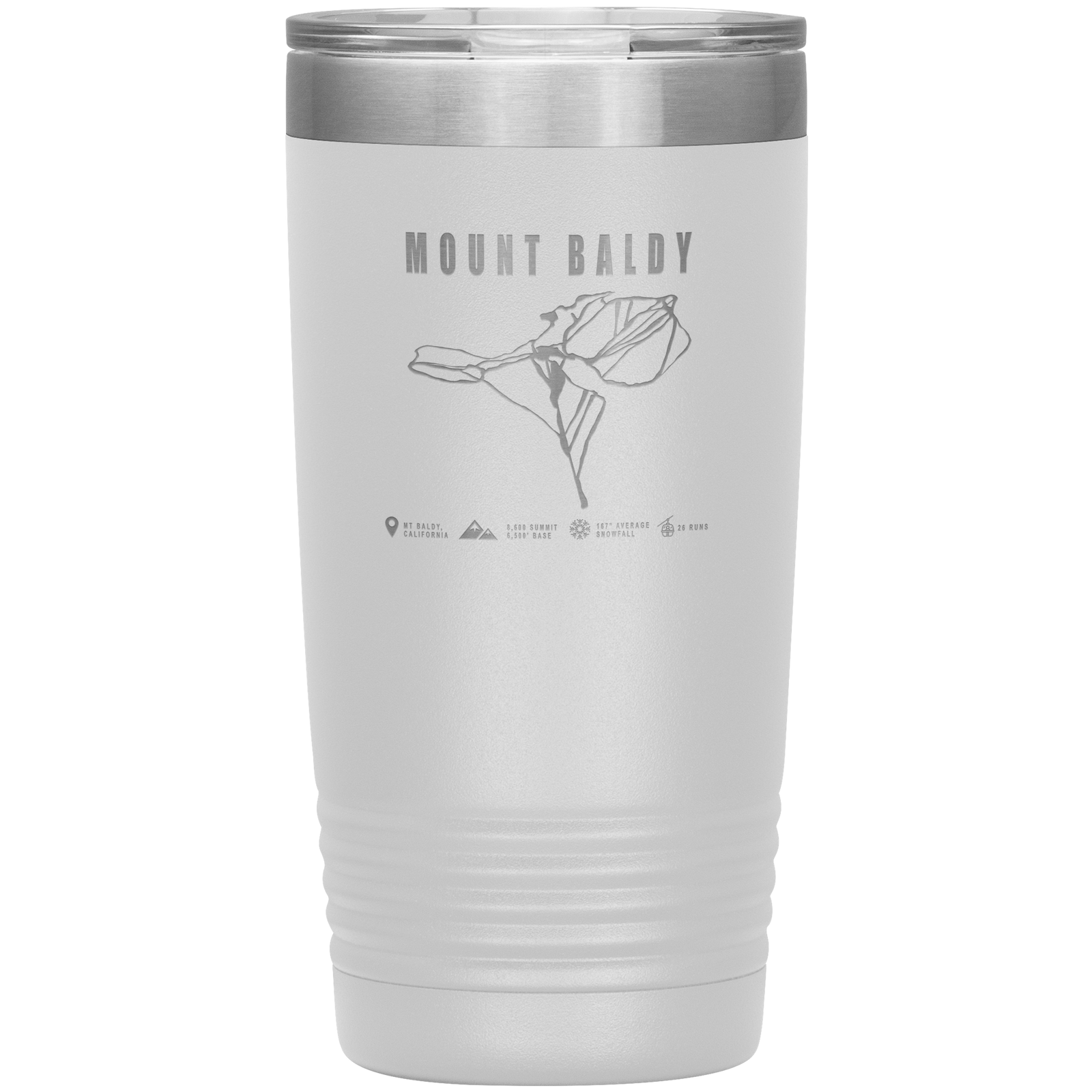Mount Baldy, California Ski Trail Map 20oz Tumbler - Powderaddicts