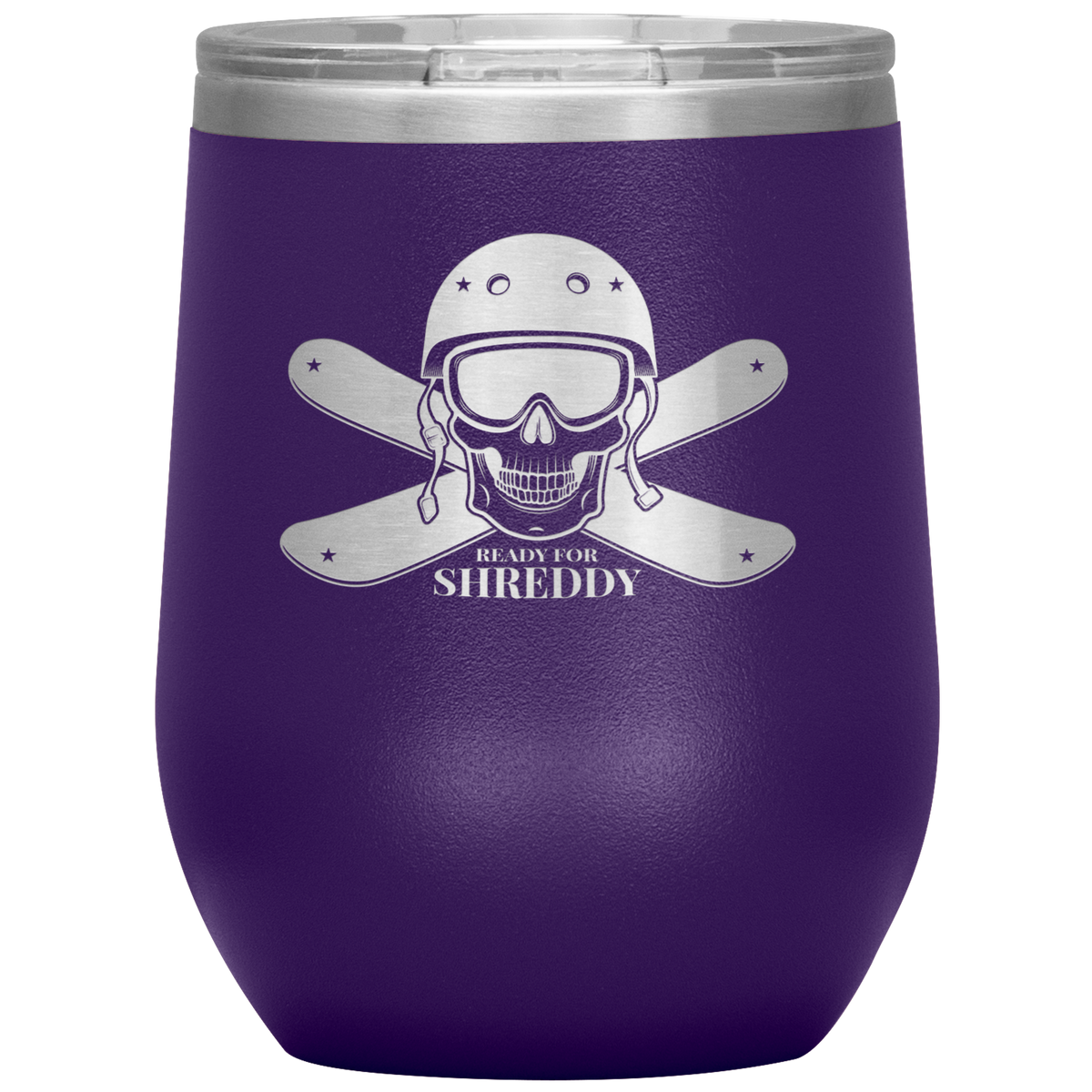 Ready For Shreddy Skeleton Skis Wine 12oz Tumbler - Powderaddicts