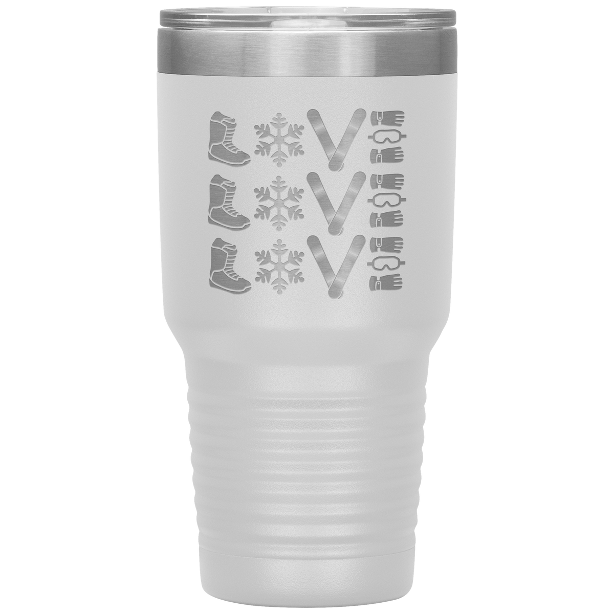 Triple LOVE Snowboard 30oz Laser Etched Tumbler - Powderaddicts