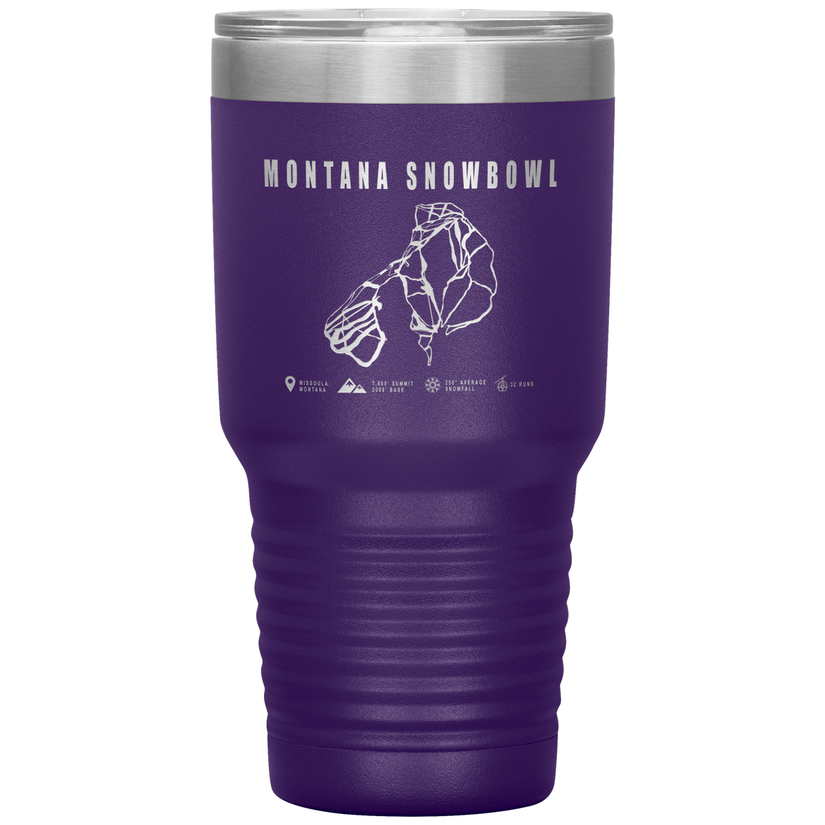 Montana Snowbowl, Montana Ski Trail Map 30oz Tumbler - Powderaddicts