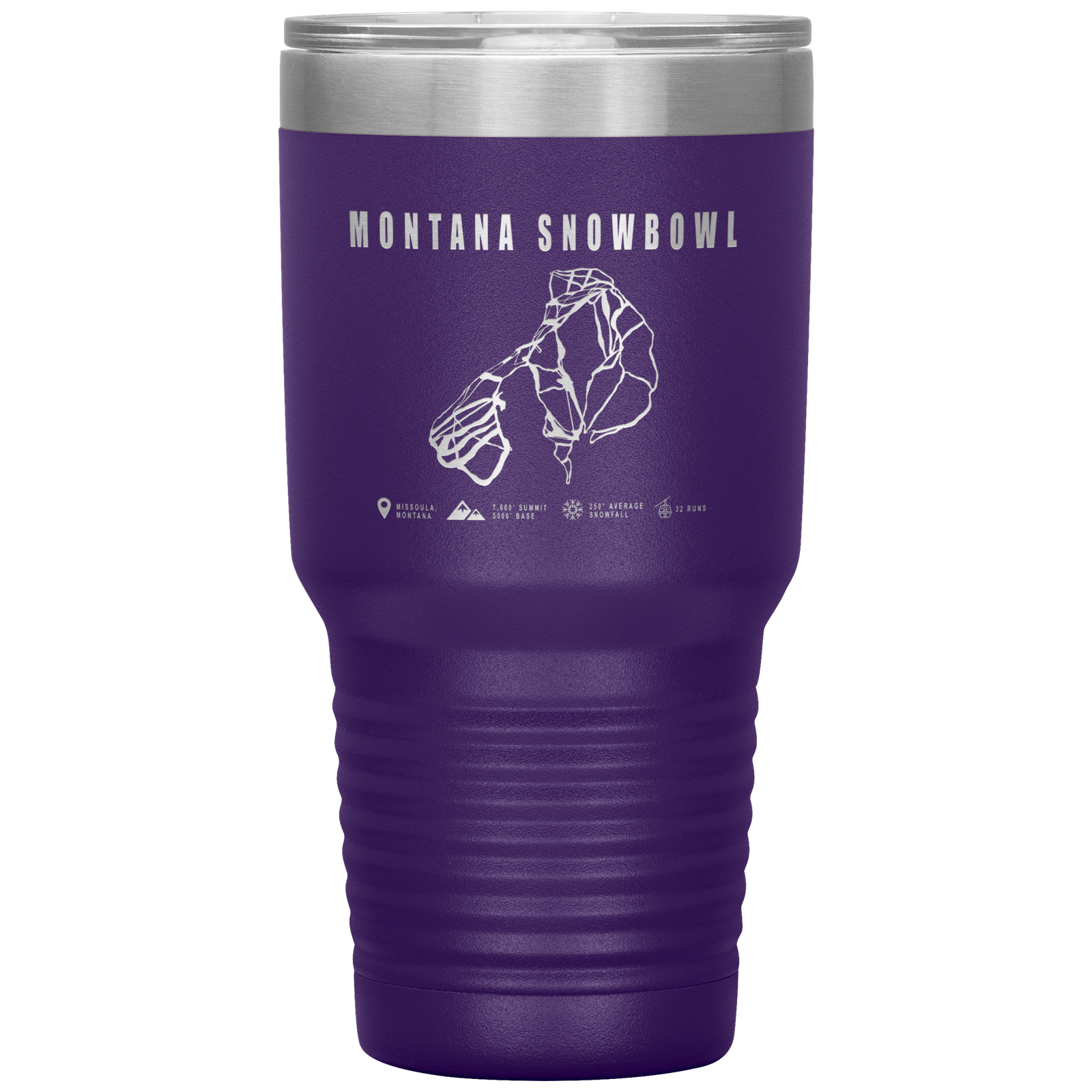 Montana Snowbowl, Montana Ski Trail Map 30oz Tumbler - Powderaddicts