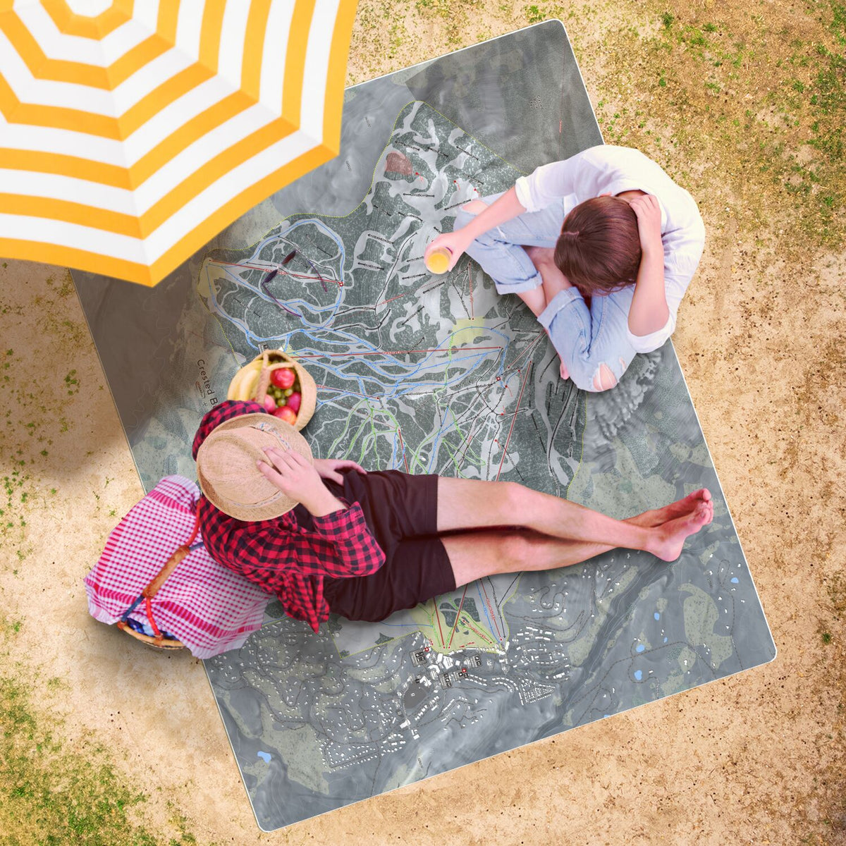 Crested Butte, Colorado Ski Resort Map Printed Beach Towel - Powderaddicts