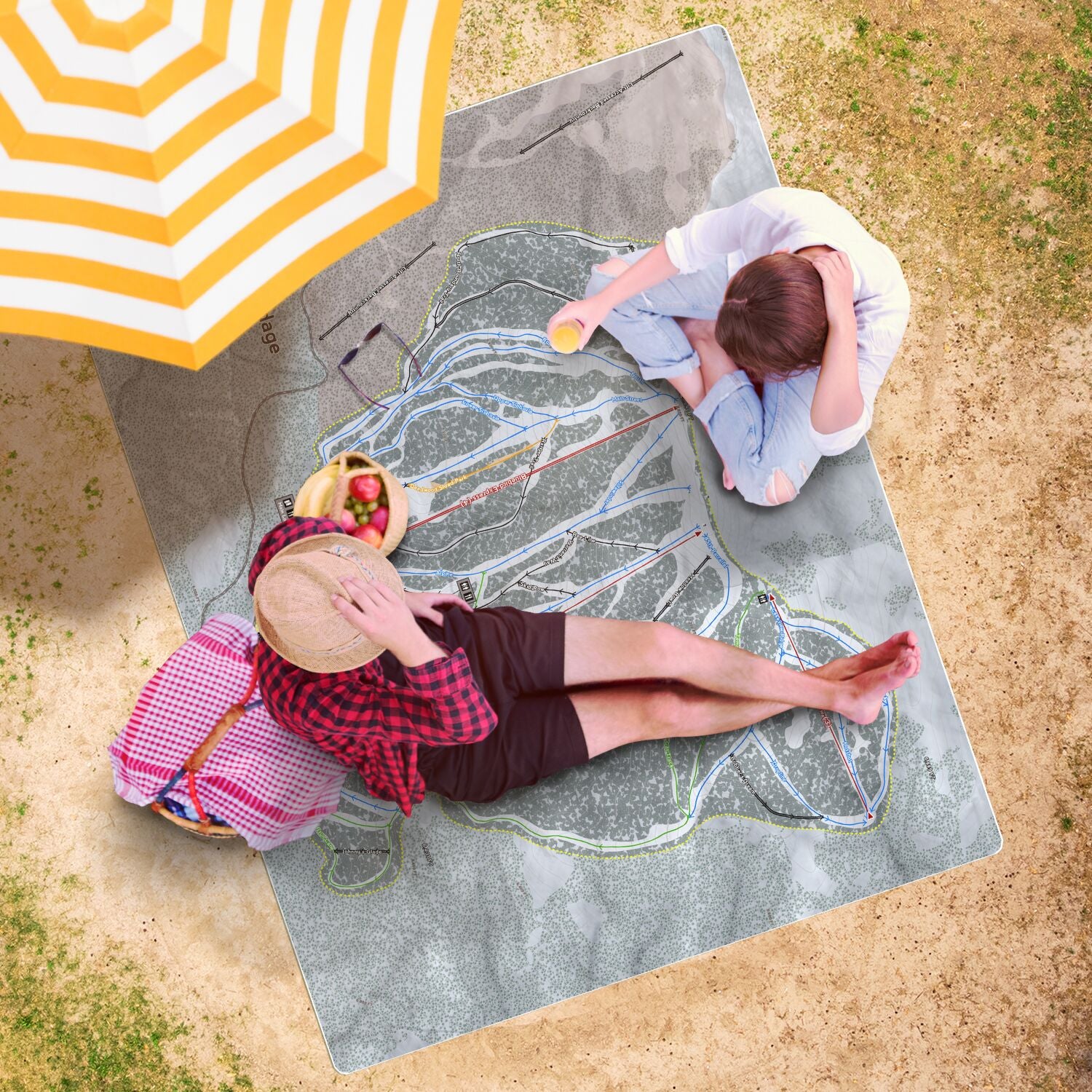 Brundage, Idaho Ski Resort Map Printed Beach Towel - Powderaddicts