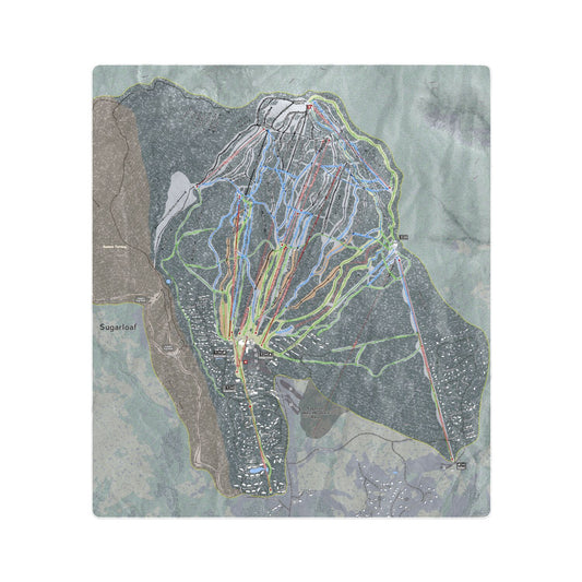 Sugarloaf, Maine Ski Resort Map Printed Beach Towel - Powderaddicts