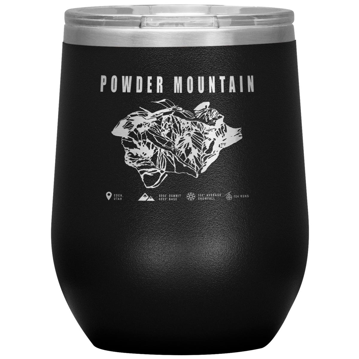 Powder Mountain,Utah Ski Trail Map Wine 12oz Tumbler - Powderaddicts