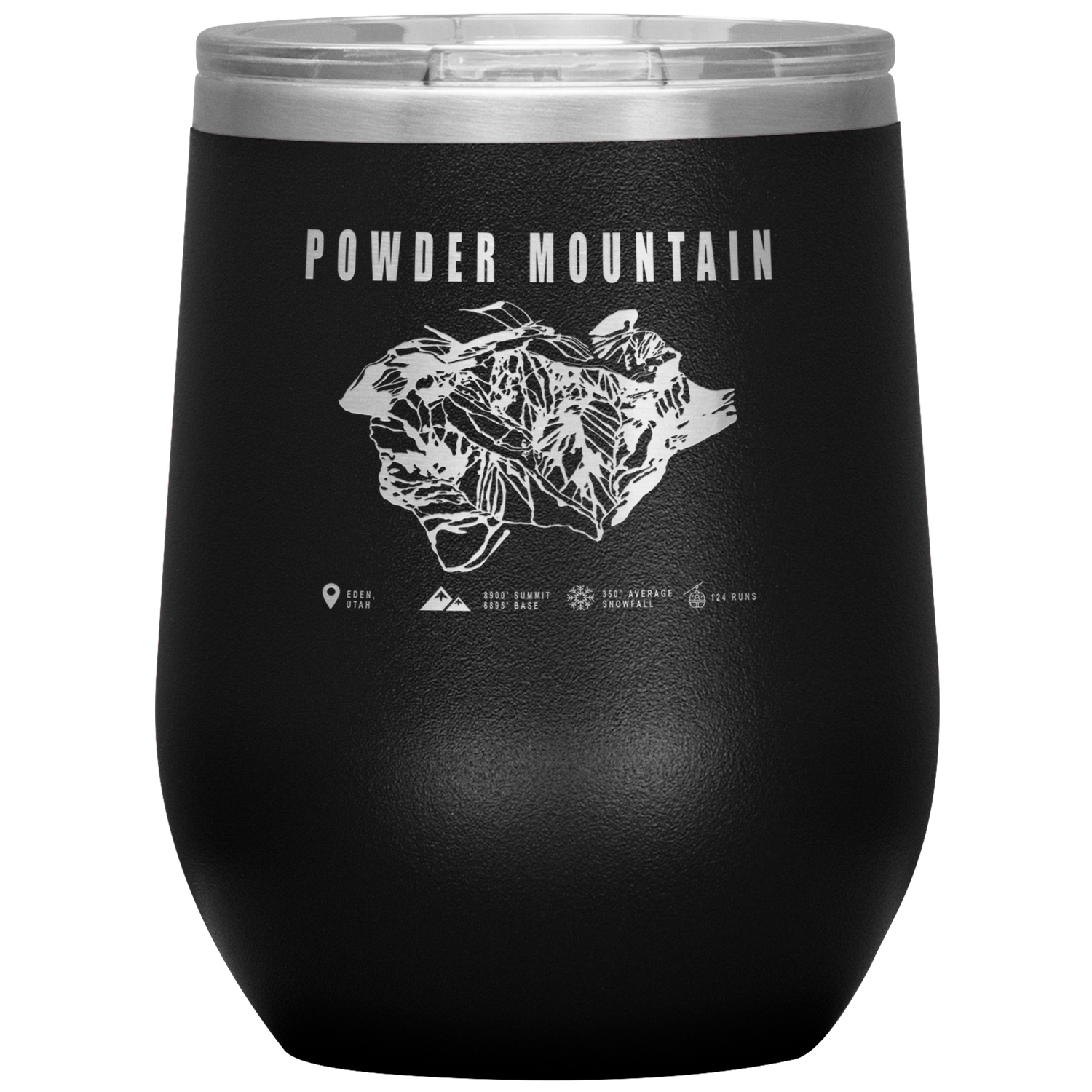 Powder Mountain,Utah Ski Trail Map Wine 12oz Tumbler