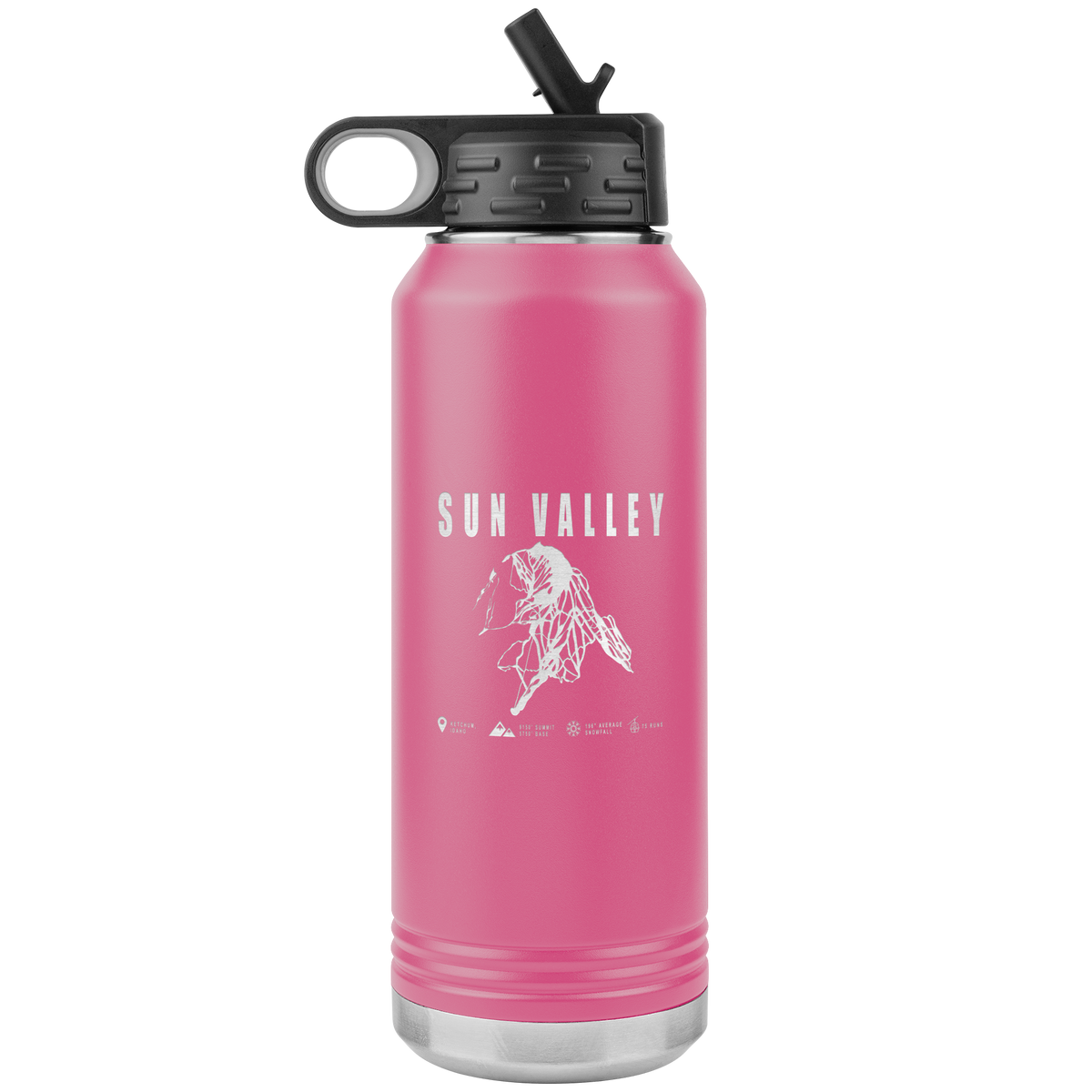 Sun Valley Idaho Ski Trail Map 32oz Water Bottle Tumbler - Powderaddicts