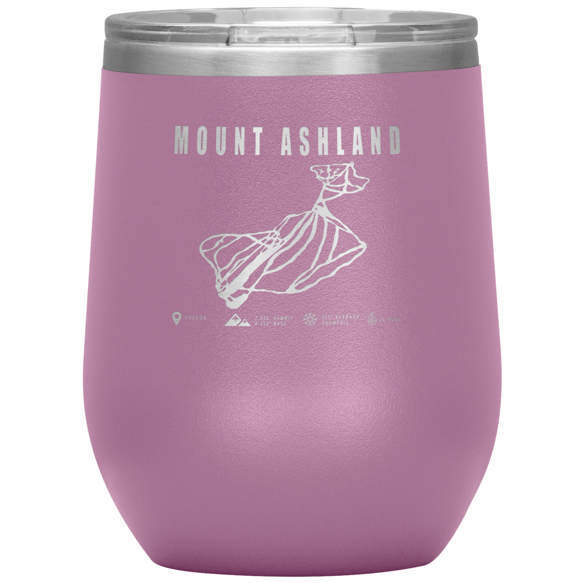 Mount Ashland, Oregon Ski Trail Map Wine 12oz Tumbler - Powderaddicts