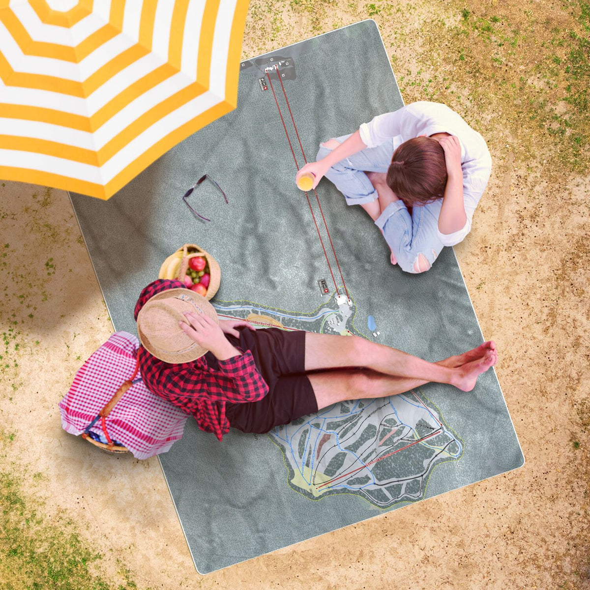 Grouse Mountain, British Columbia Ski Resort Map Printed Beach Towel - Powderaddicts