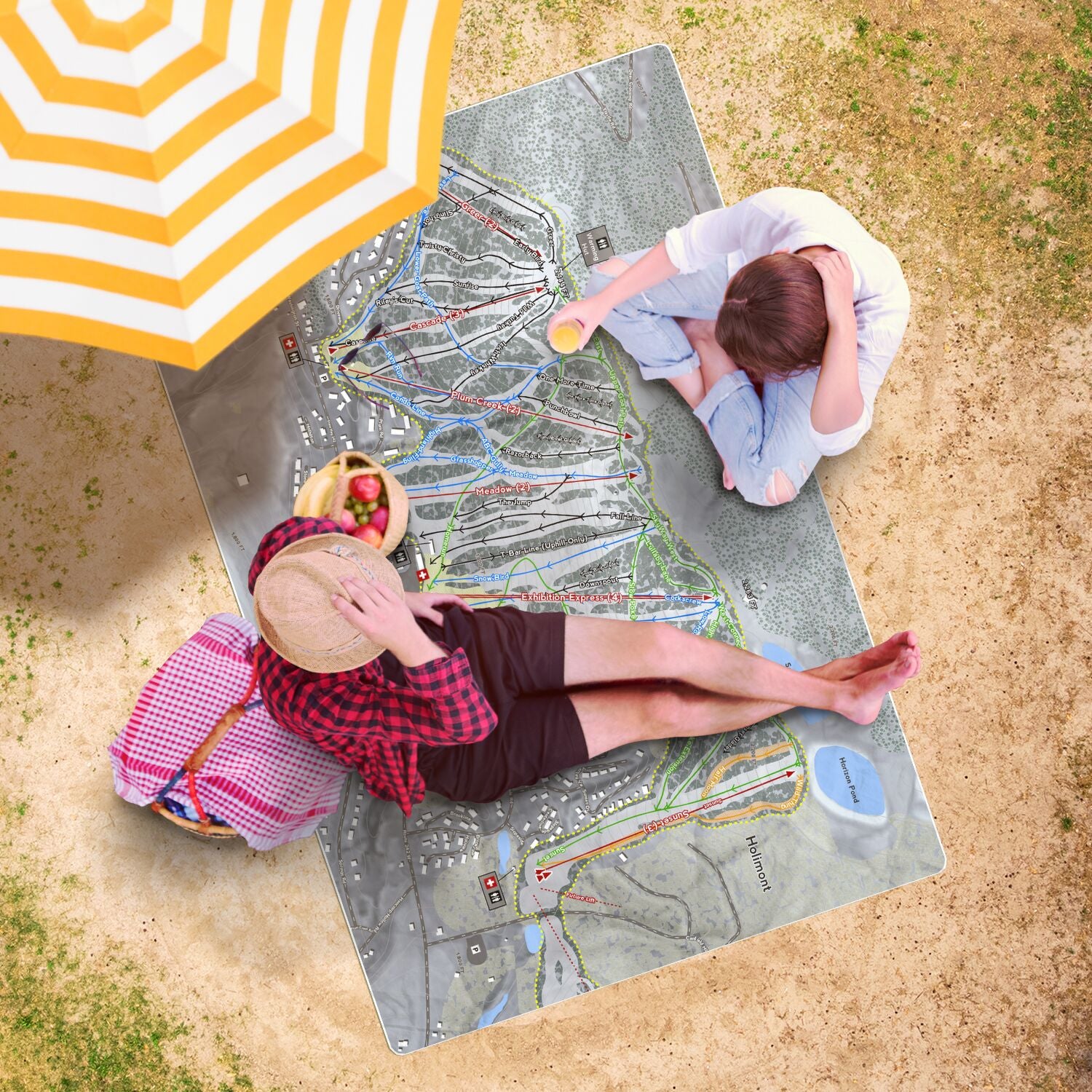 Holimont, New York Ski Resort Map Printed Beach Towel - Powderaddicts