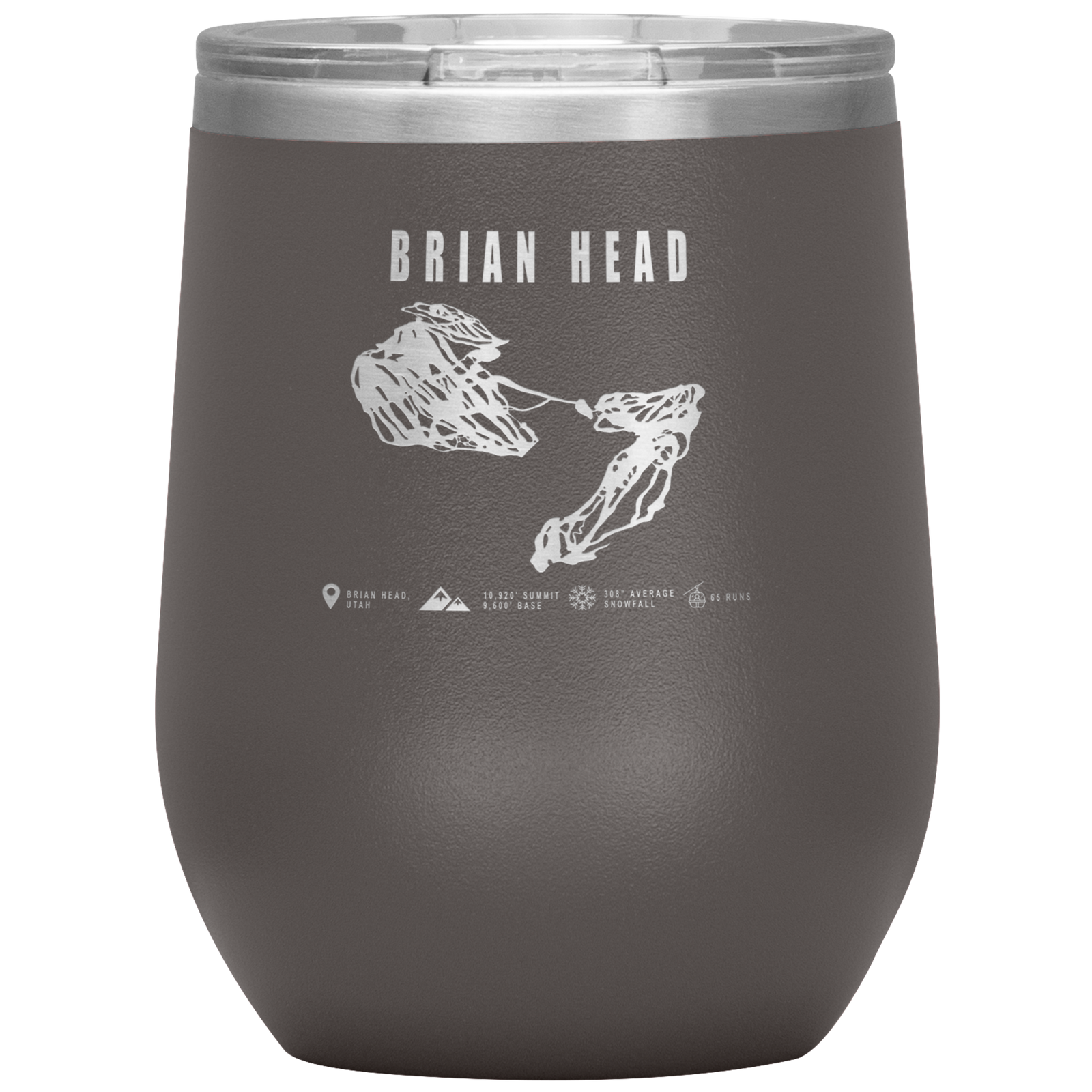 Brian Head,Utah Ski Trail Map Wine 12oz Tumbler - Powderaddicts