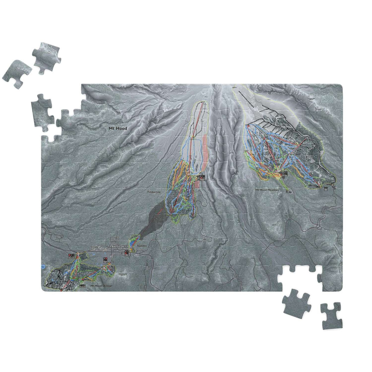 Mt Hood Oregon Ski Trail Map Puzzle - Powderaddicts