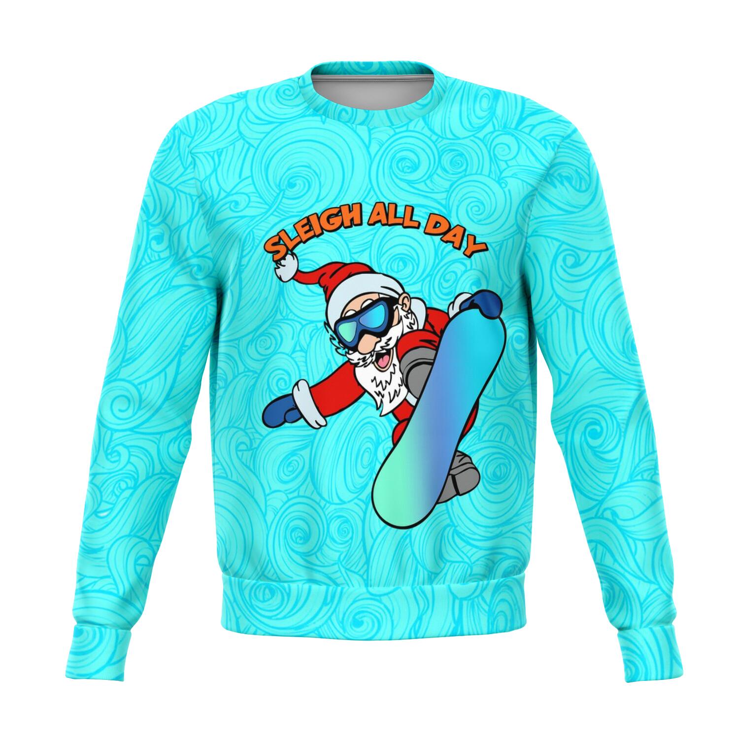 Sleigh All Day Snowboarding Ugly Christmas Sweater Order By December 5 - Powderaddicts