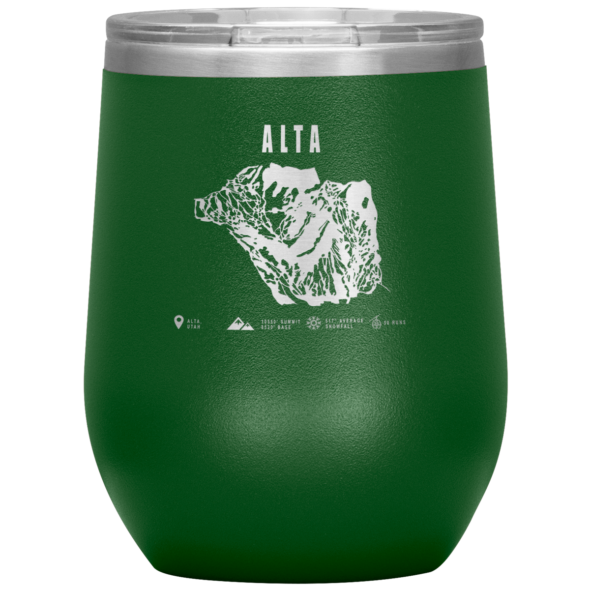 Alta,Utah Ski Trail Map Wine 12oz Tumbler - Powderaddicts