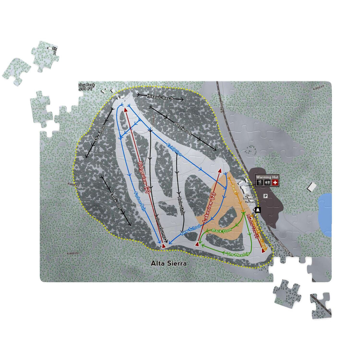 Alta Sierra, California Ski Trail Map Puzzle - Powderaddicts